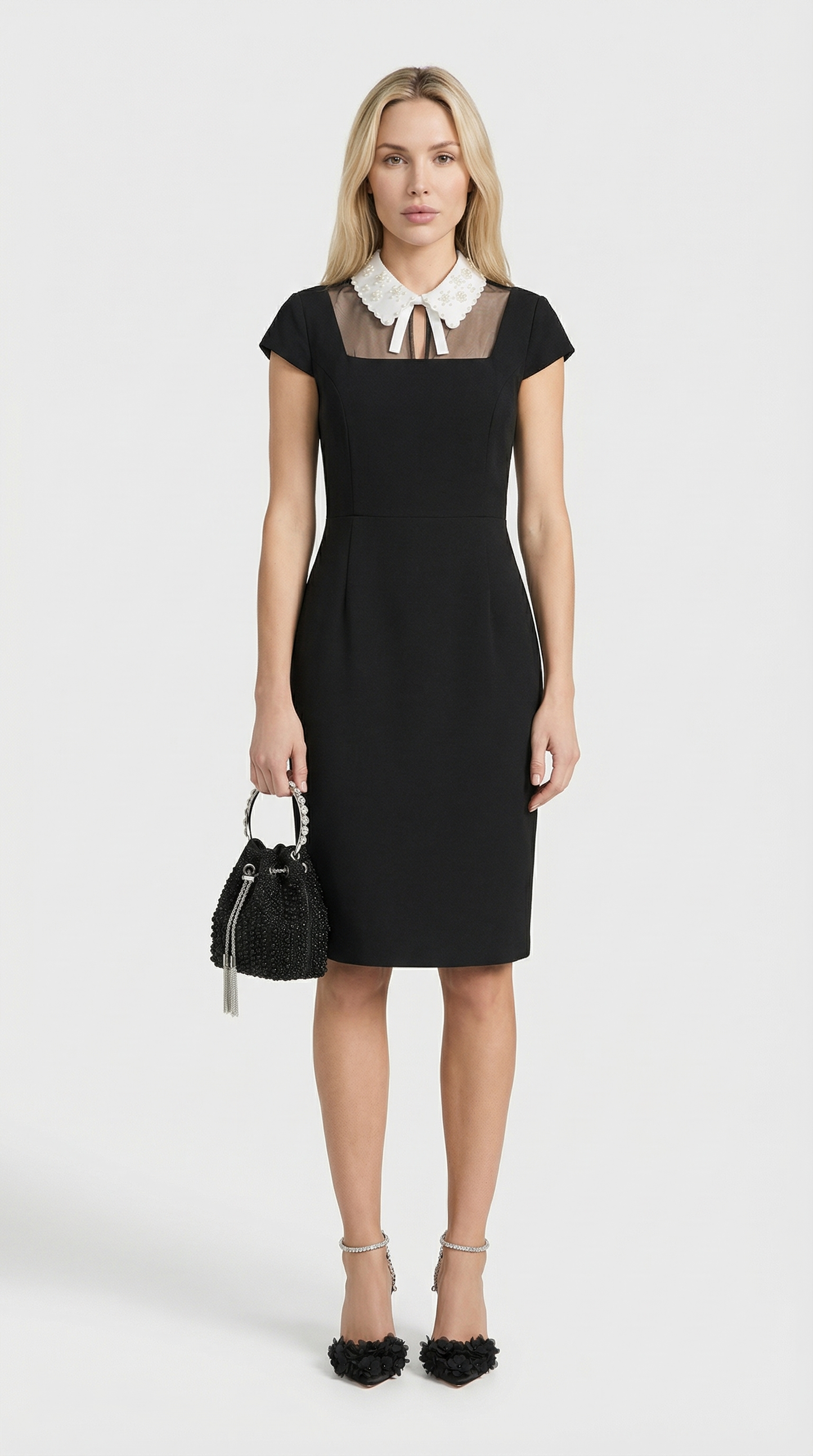 Kano - Pearl-Embellished Collar Dress