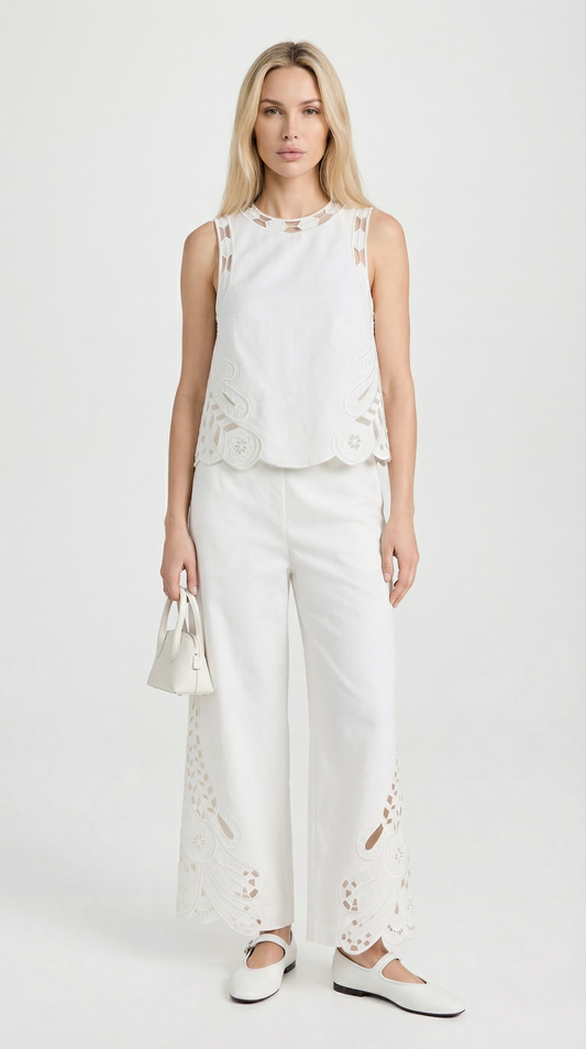 Nuro - Embroidered Eyelet Two-Piece Set