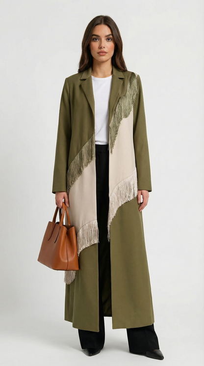Cascadia - Structured Woven Fluid Fringe Coat