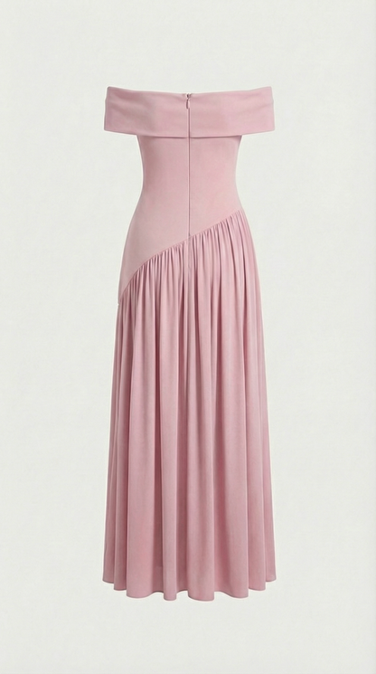 Fleur - Strapless Dress with Extravagant High Slit Pink