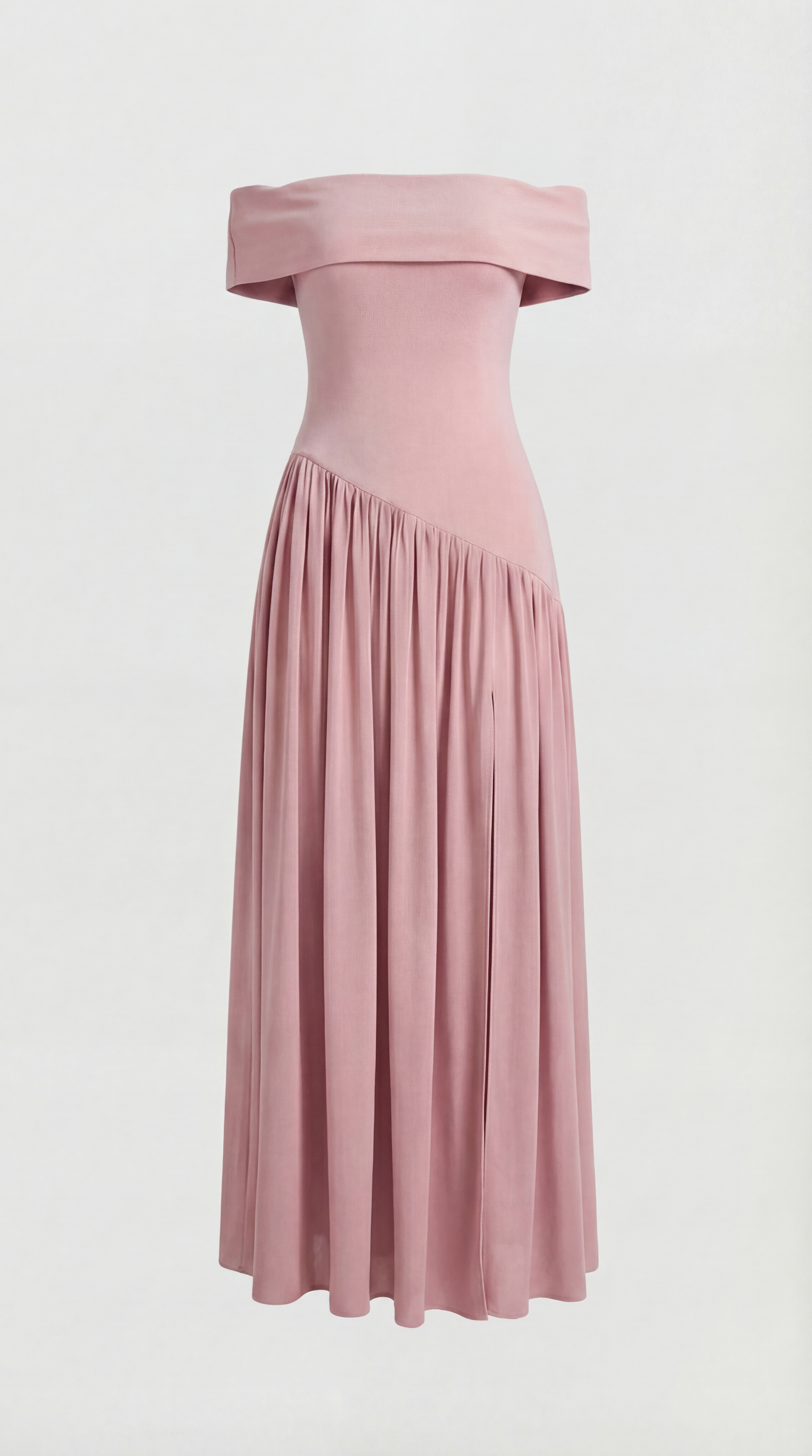 Fleur - Strapless Dress with Extravagant High Slit Pink