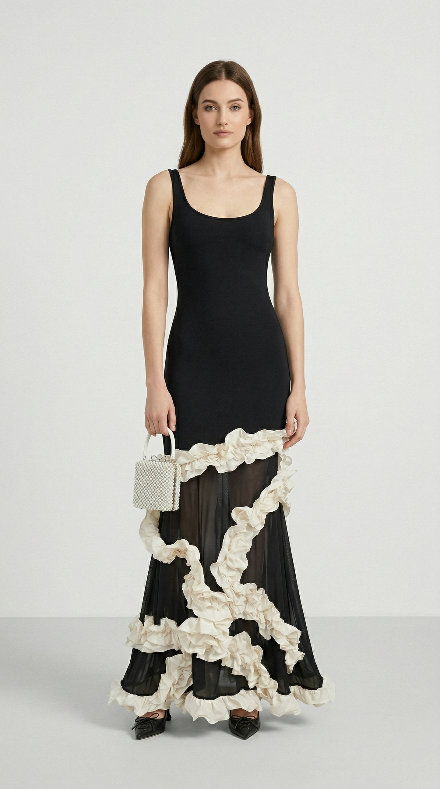 Voki - Ruffled-Trim Maxi Mermaid Dress