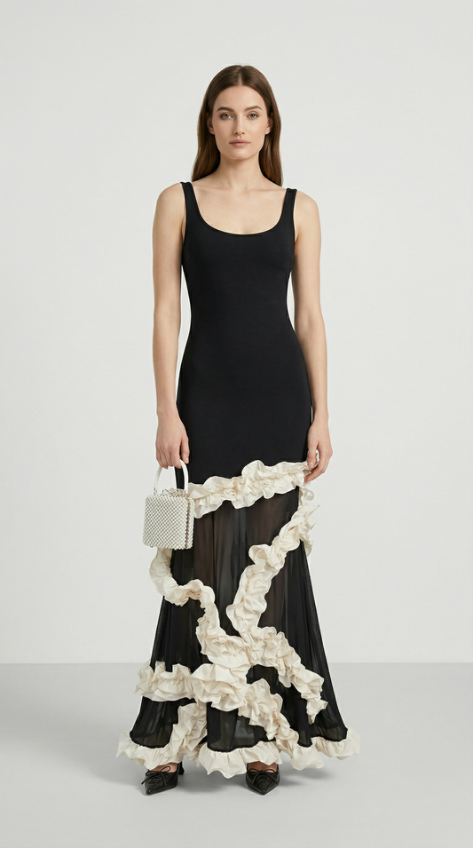 Voki - Ruffled-Trim Maxi Mermaid Dress