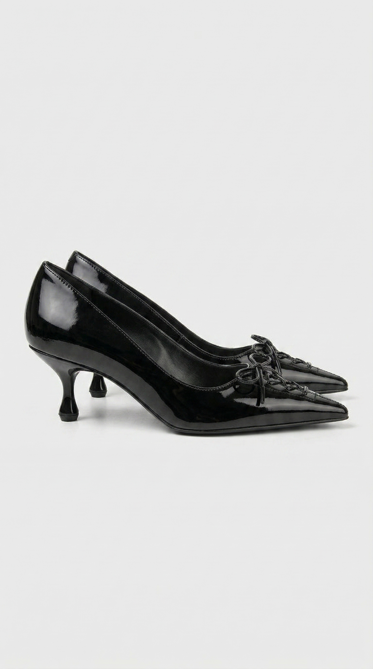Namos - Lace-Up Pointed-Toe Kitten Heel Black