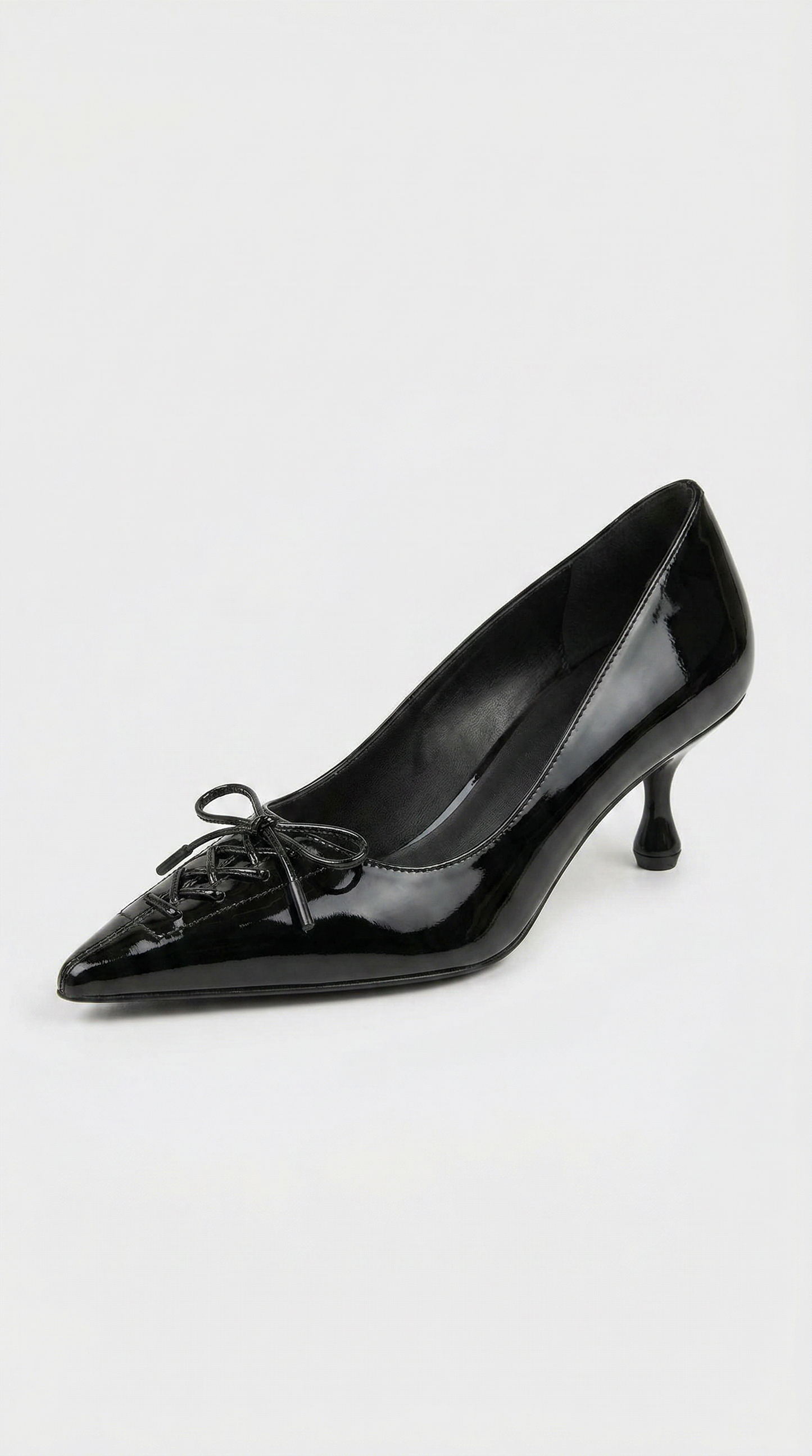Namos - Lace-Up Pointed-Toe Kitten Heel Black