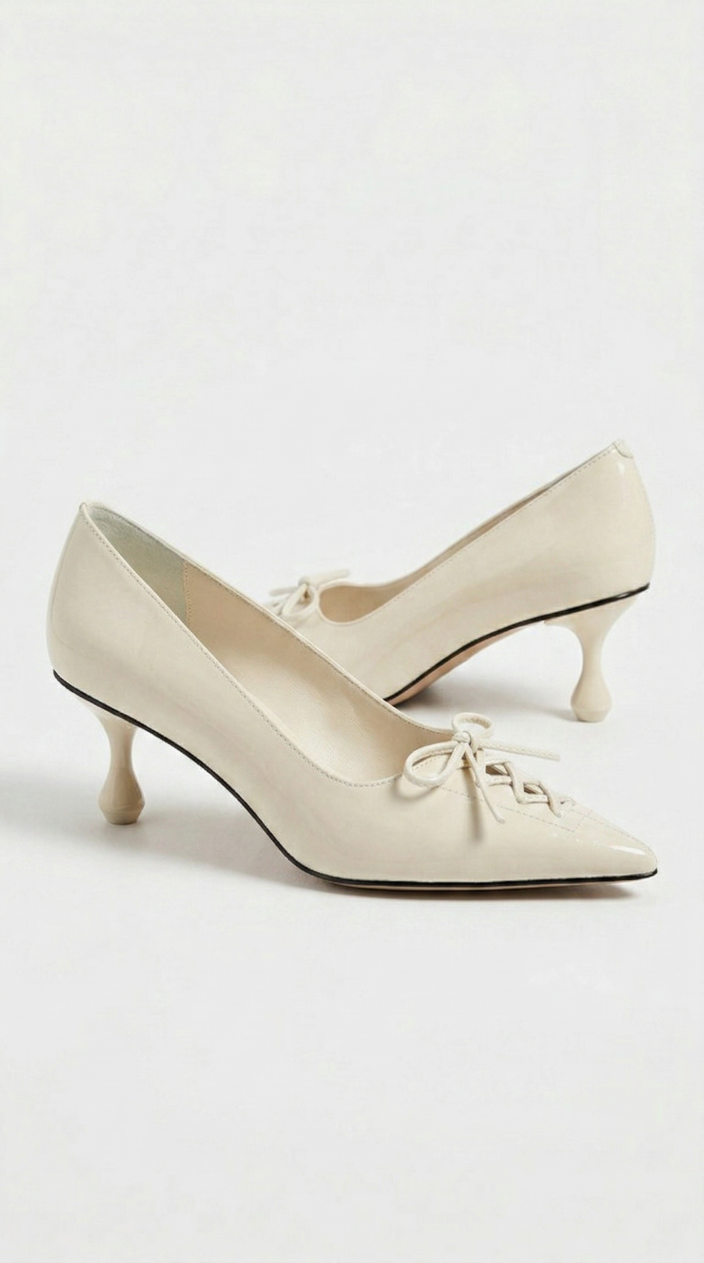 Namos - Lace-Up Pointed-Toe Kitten Heel White