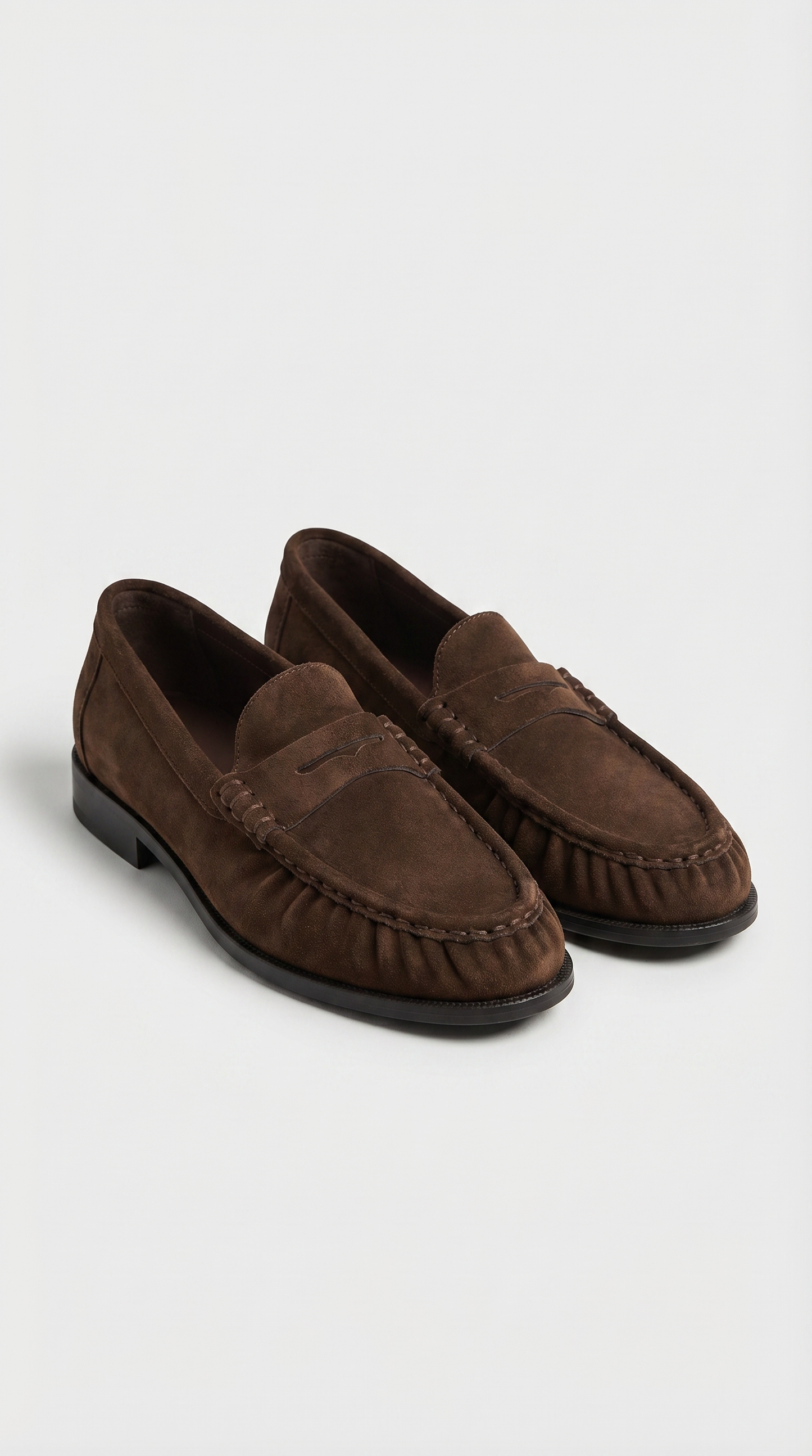 Costas - Ruched Leather & Suede Penny Loafer Brown