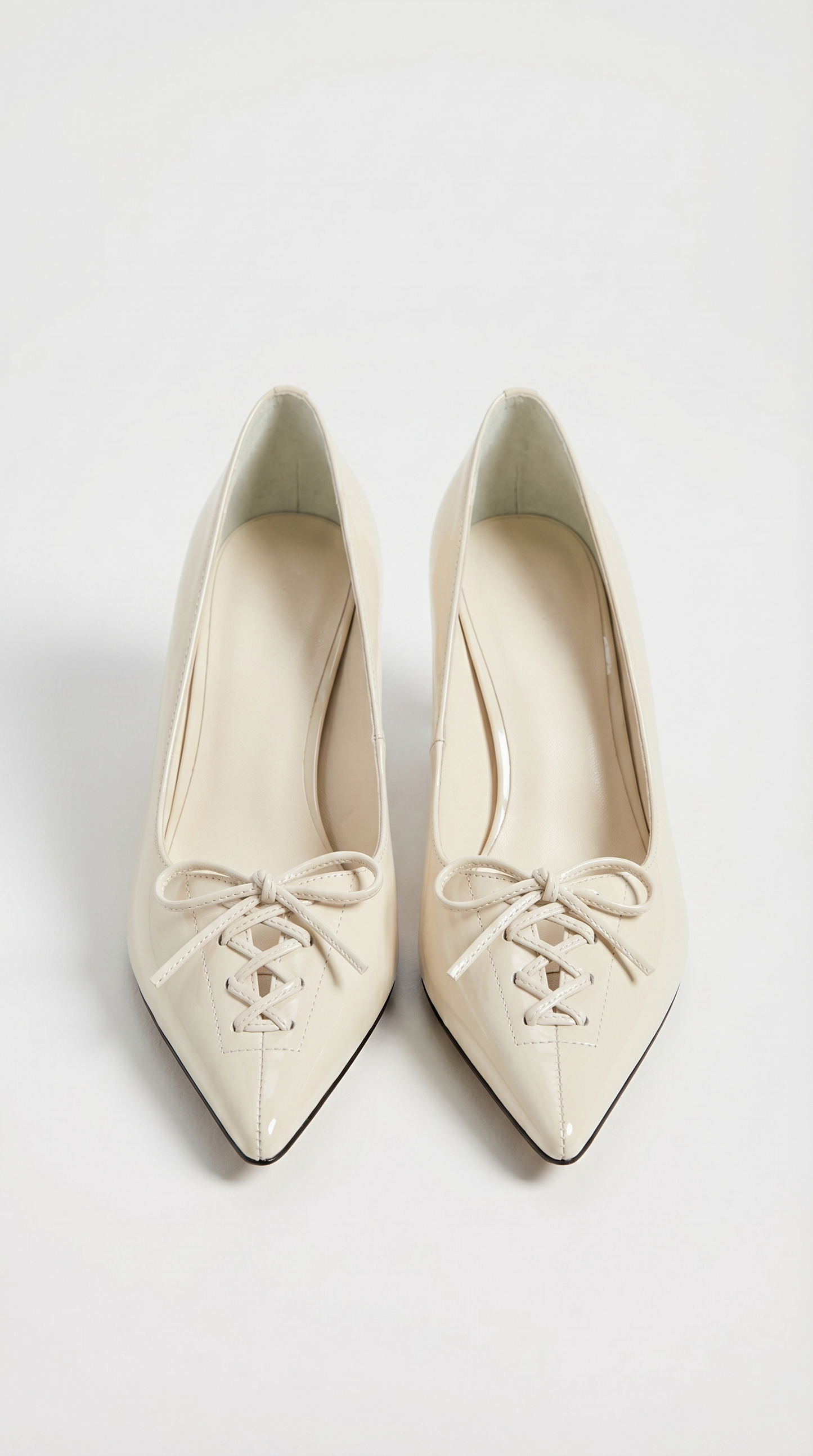 Namos - Lace-Up Pointed-Toe Kitten Heel White