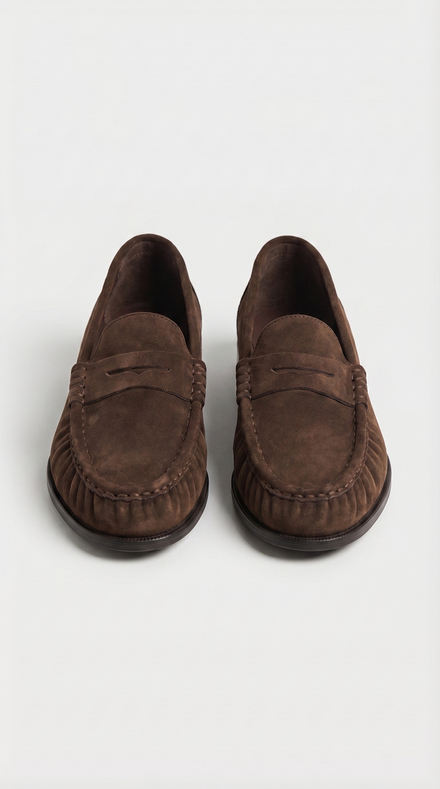Costas - Ruched Leather & Suede Penny Loafer Brown