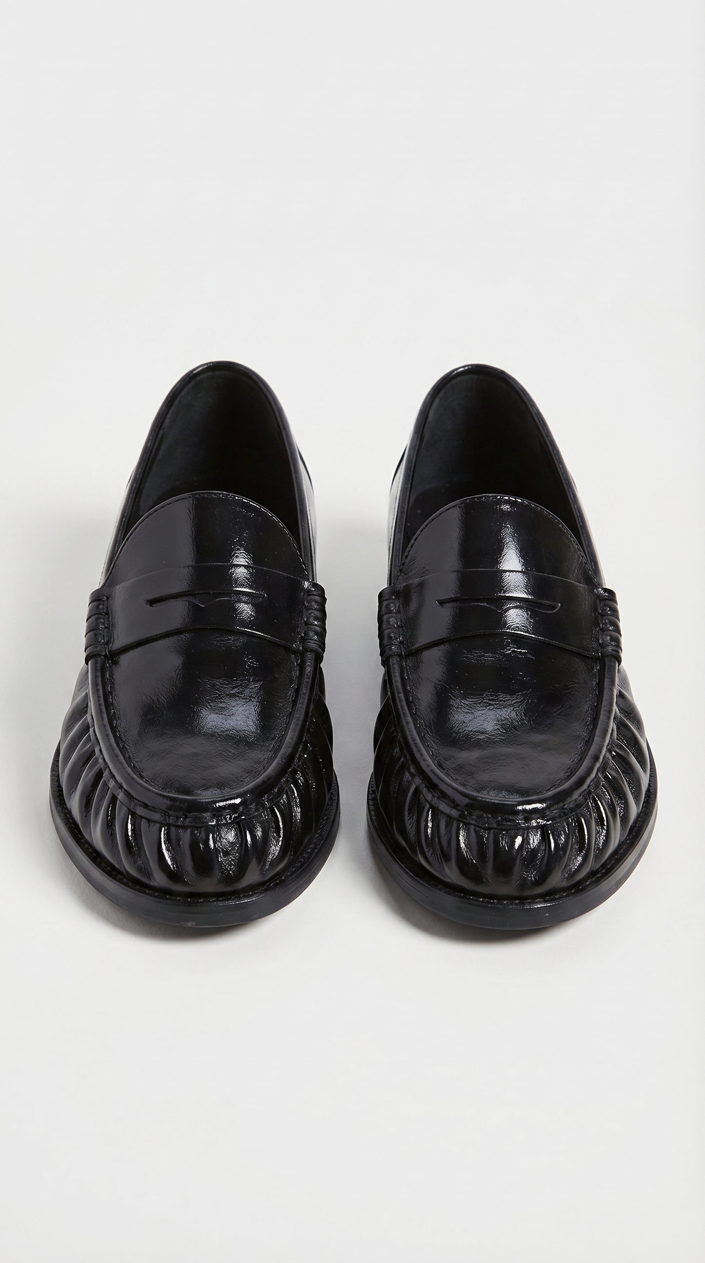 Costas - Ruched Leather & Suede Penny Loafer Black