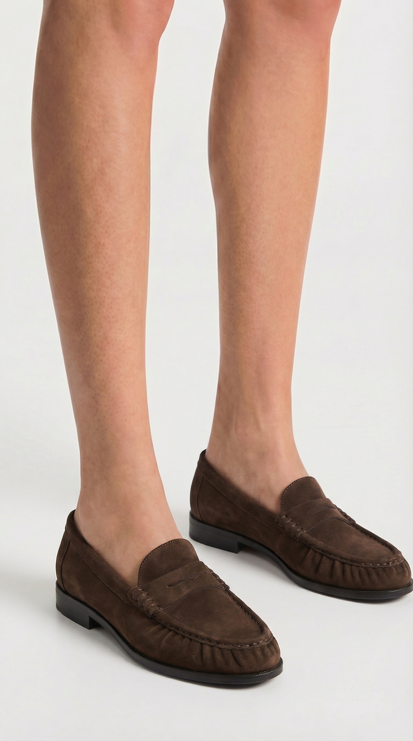 Costas - Ruched Leather & Suede Penny Loafer Brown