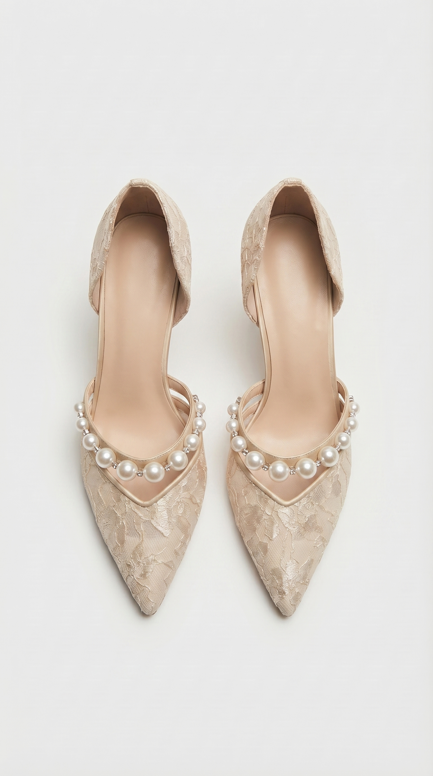 Astor - Pearl-Embellished Lace d'Orsay Pump
