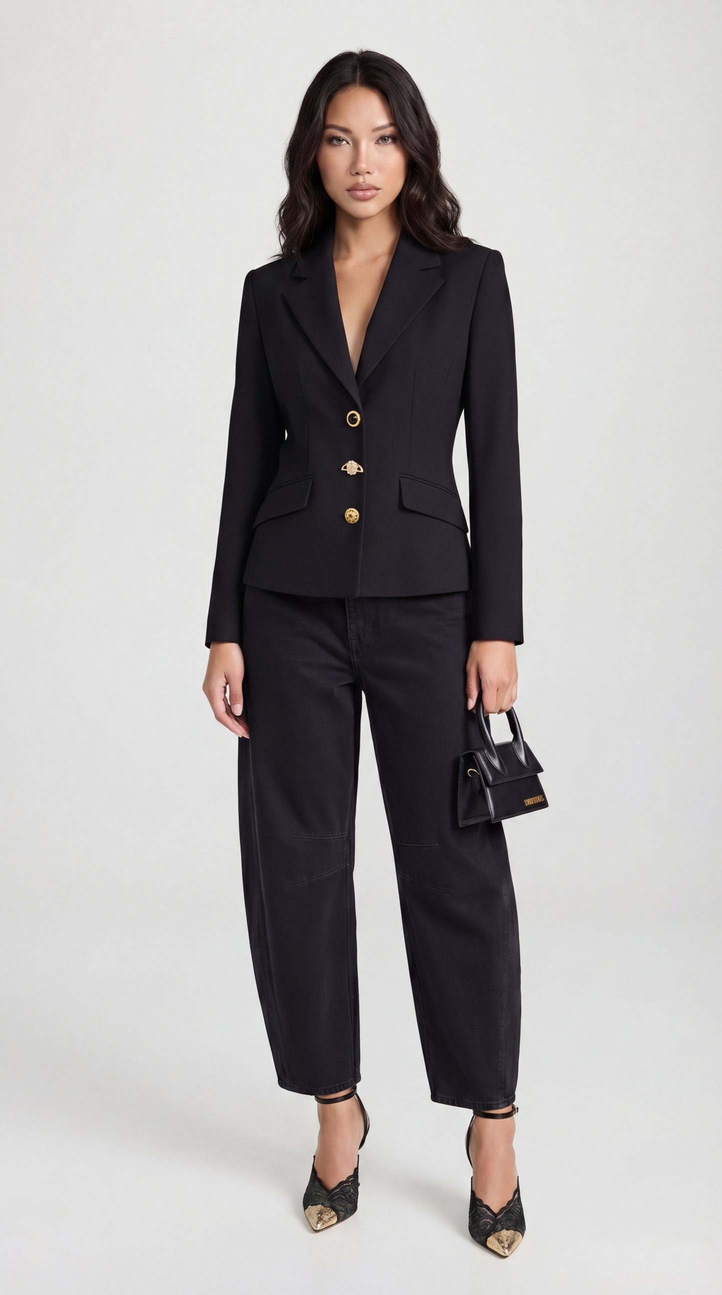 Nola - Slimming Spliced Laced-Up Blazer