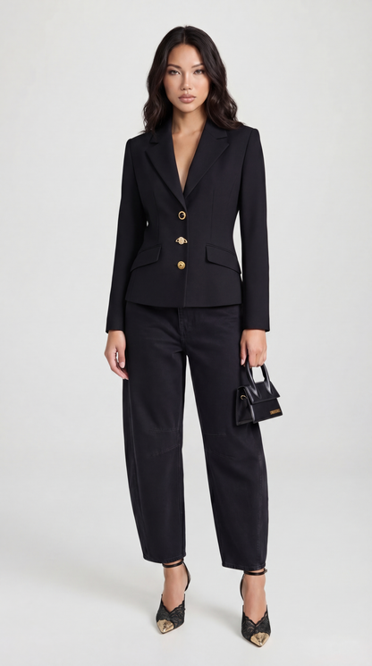 Nola - Slimming Spliced Laced-Up Blazer