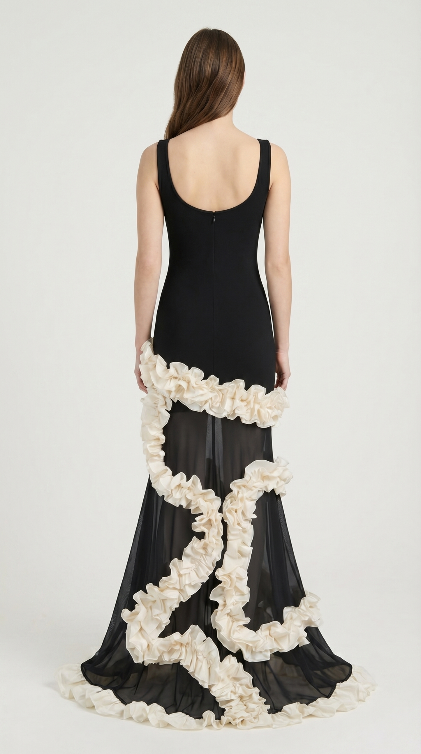 Voki - Ruffled-Trim Maxi Mermaid Dress