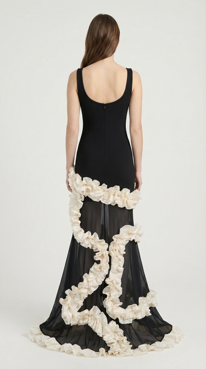 Voki - Ruffled-Trim Maxi Mermaid Dress
