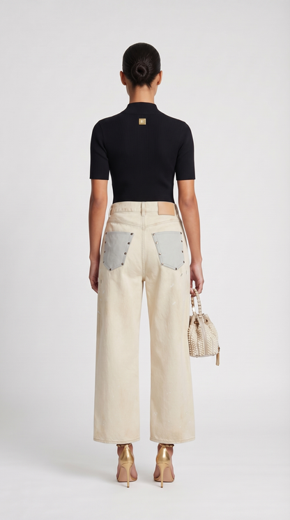 Solo - Keyhole-Detail Ribbed Knit Top Black