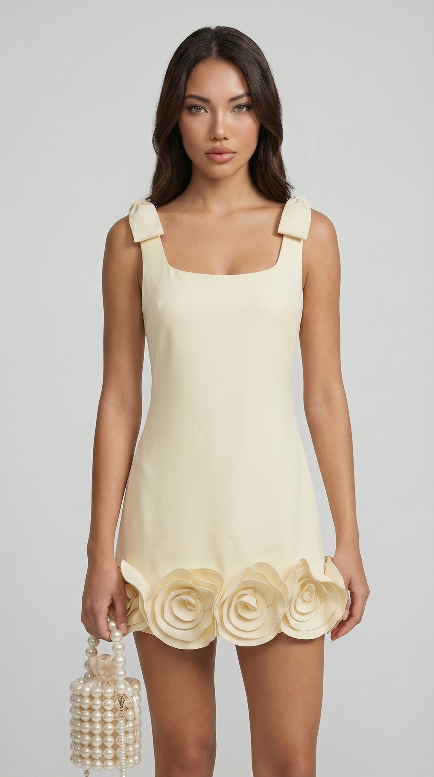 Rosa - 3D Floral Hem Mini Dress