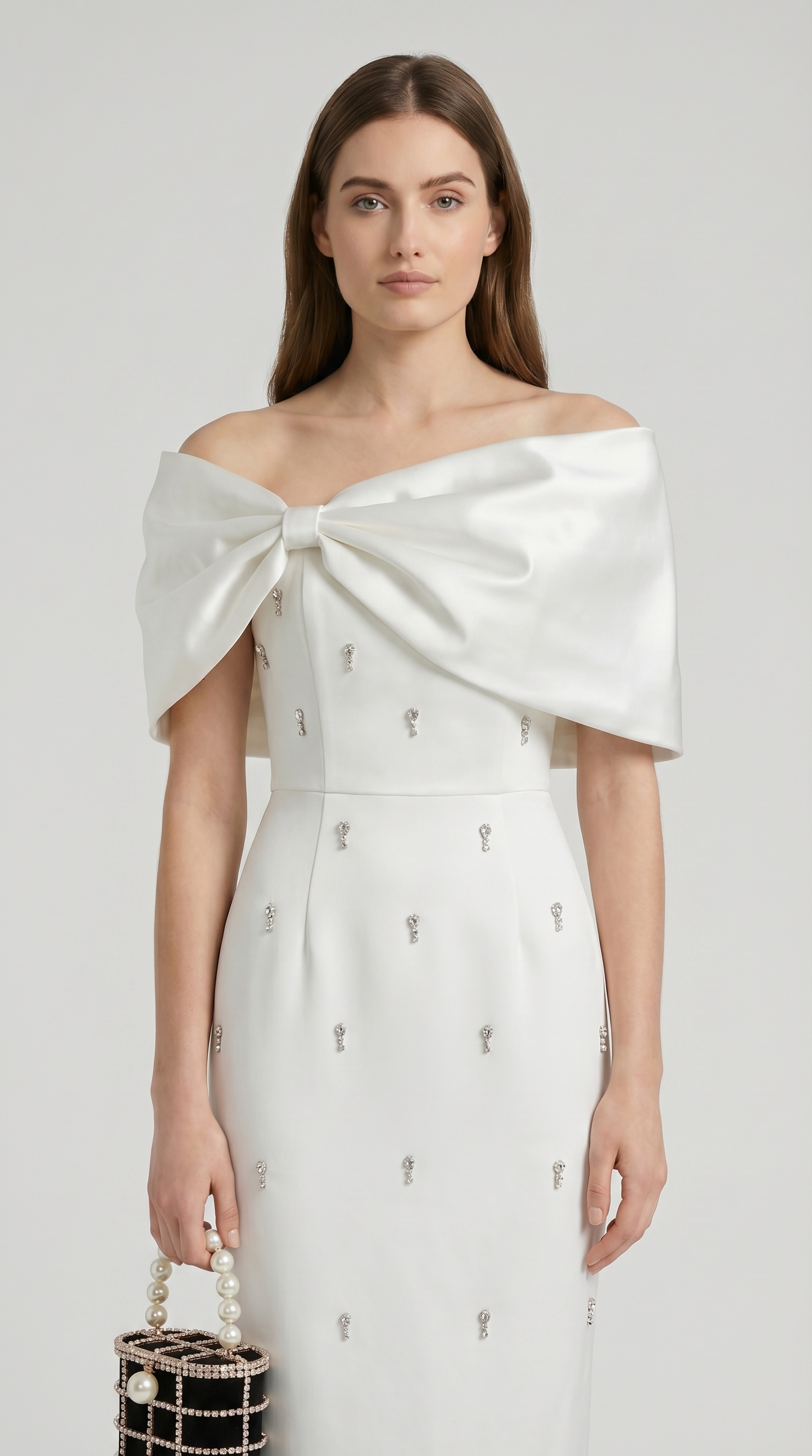 Tuli - Off-The-Shoulder Bow Maxi Dress White
