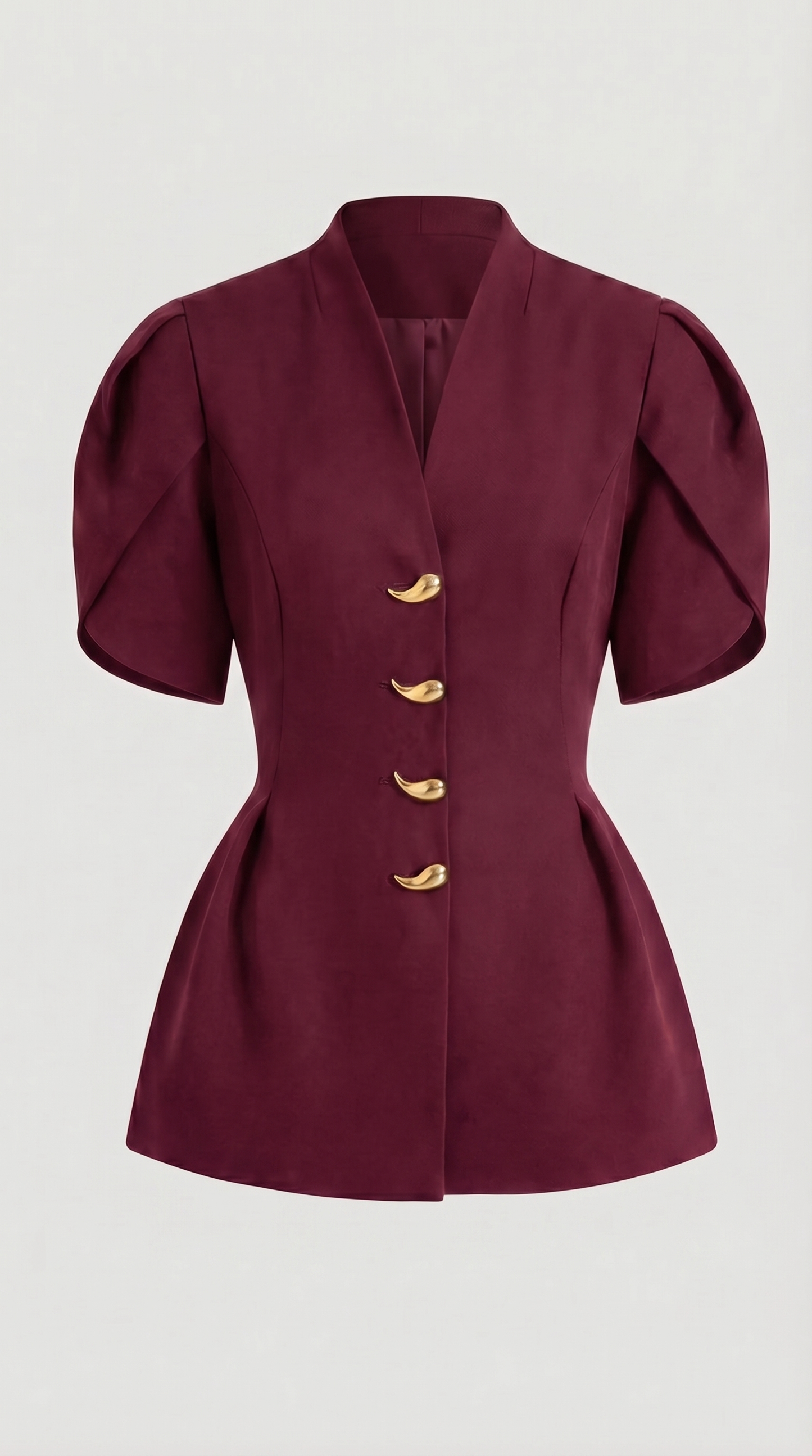 Livo - Puff-Sleeve Burgundy Set