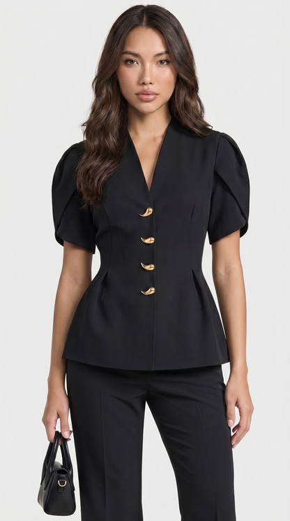 Livo - Puff-Sleeve Black Set