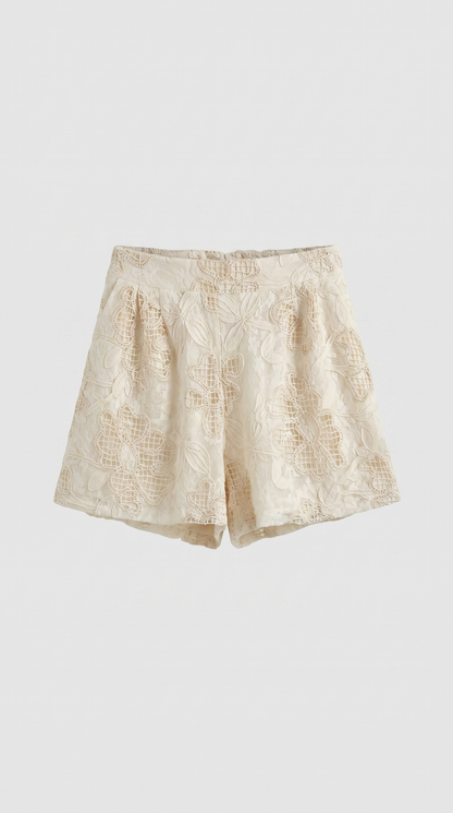 Drita - Embroidered Eyelet Shell & Pleated Short Set