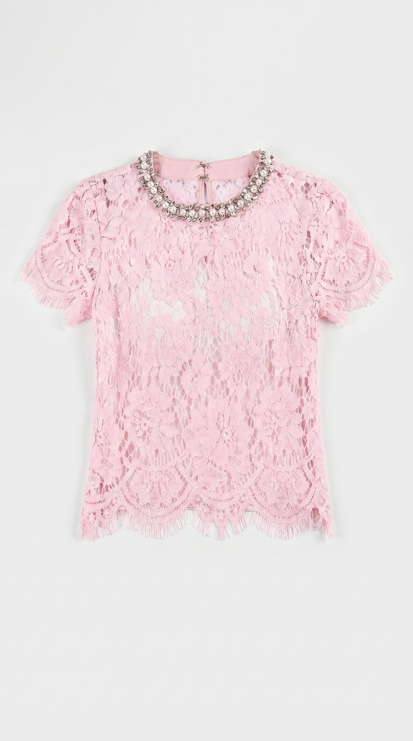 Boni - Crystal-Embellished Guipure Lace Blouse Pink