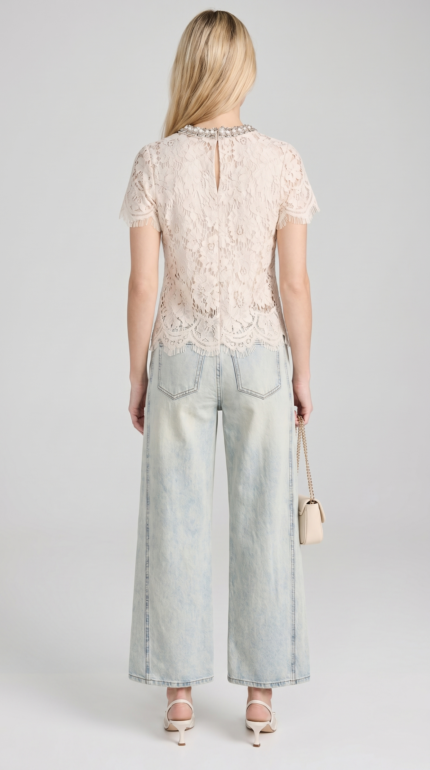 Boni - Crystal-Embellished Guipure Lace Blouse White