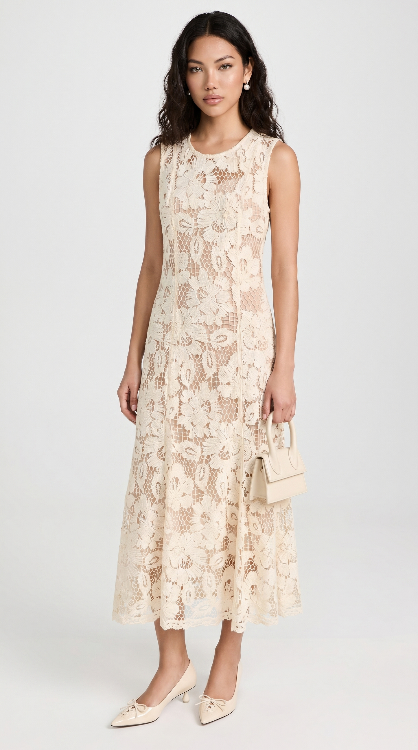 Esten - Sleeveless Guipure Lace Midi Dress