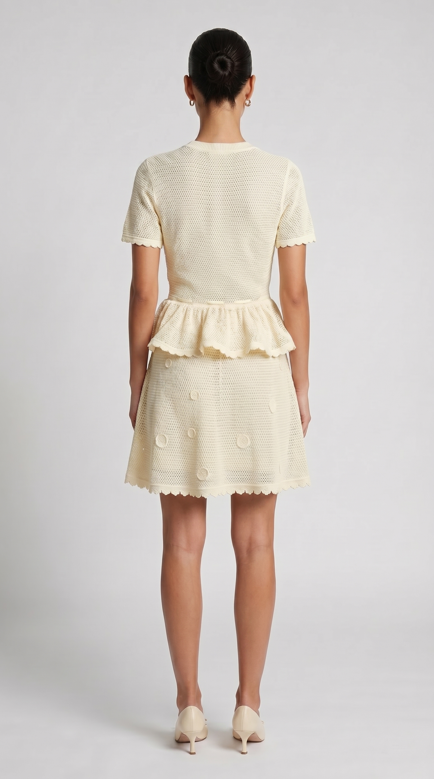 Alsi - 3D Floral-Appliqué Knit Cardigan & Skirt Set