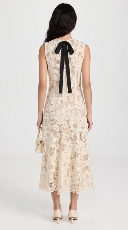 Esten - Sleeveless Guipure Lace Midi Dress