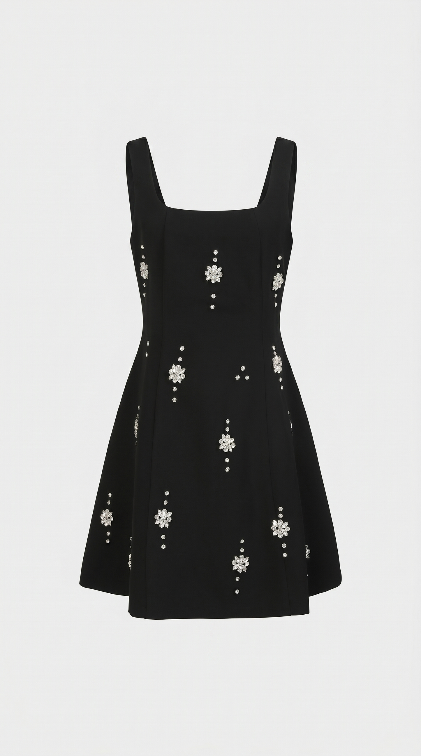 Mona - Crystal-Embellished A-Line Mini Dress Black