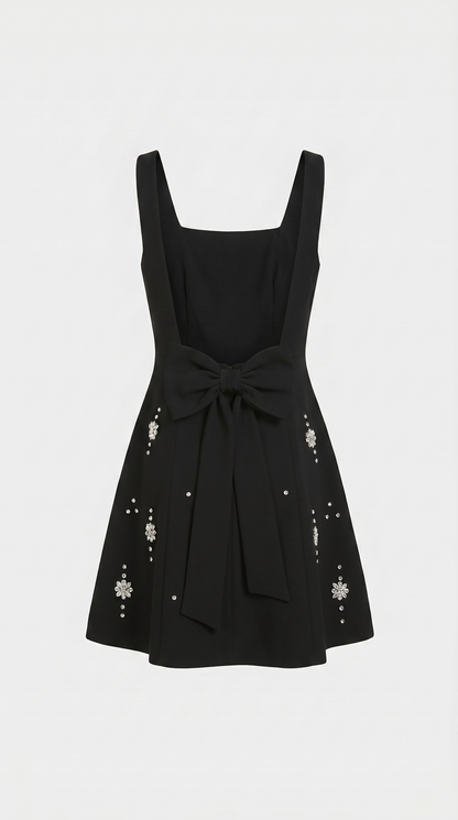 Mona - Crystal-Embellished A-Line Mini Dress Black