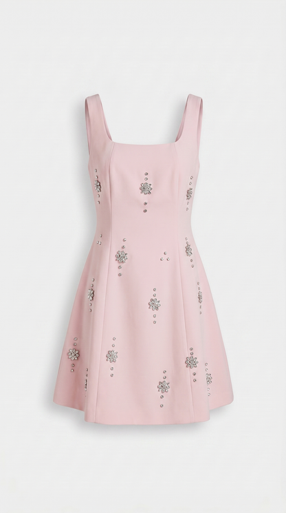 Mona - Crystal-Embellished A-Line Mini Dress Pink