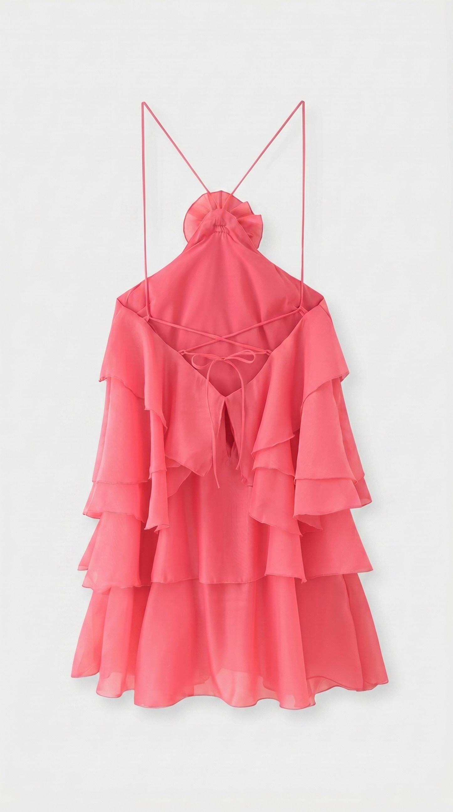 Astra - Multi-Tiered Ruffle Halter Mini Dress