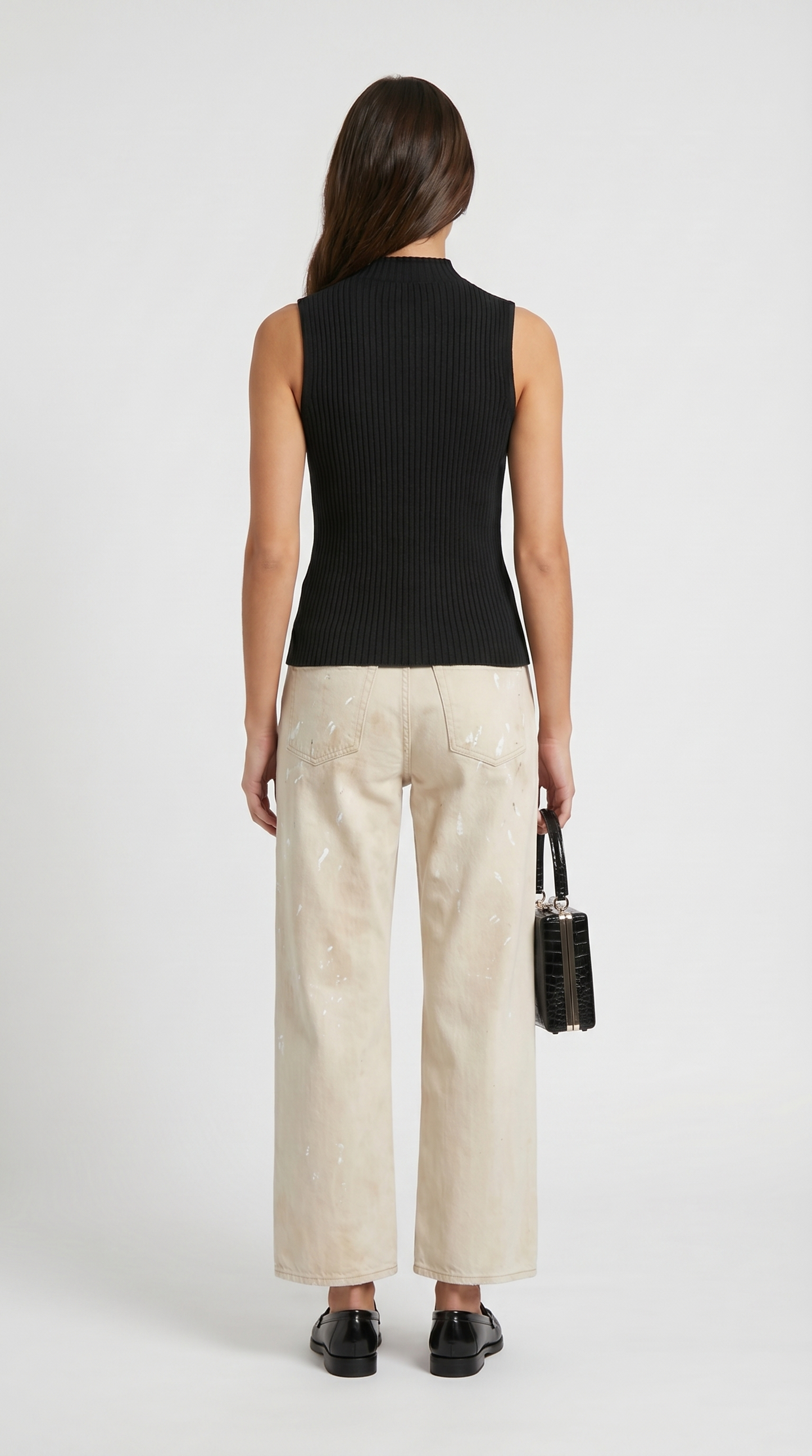 Corso - Keyhole-Detail Sleeveless Ribbed Top Black