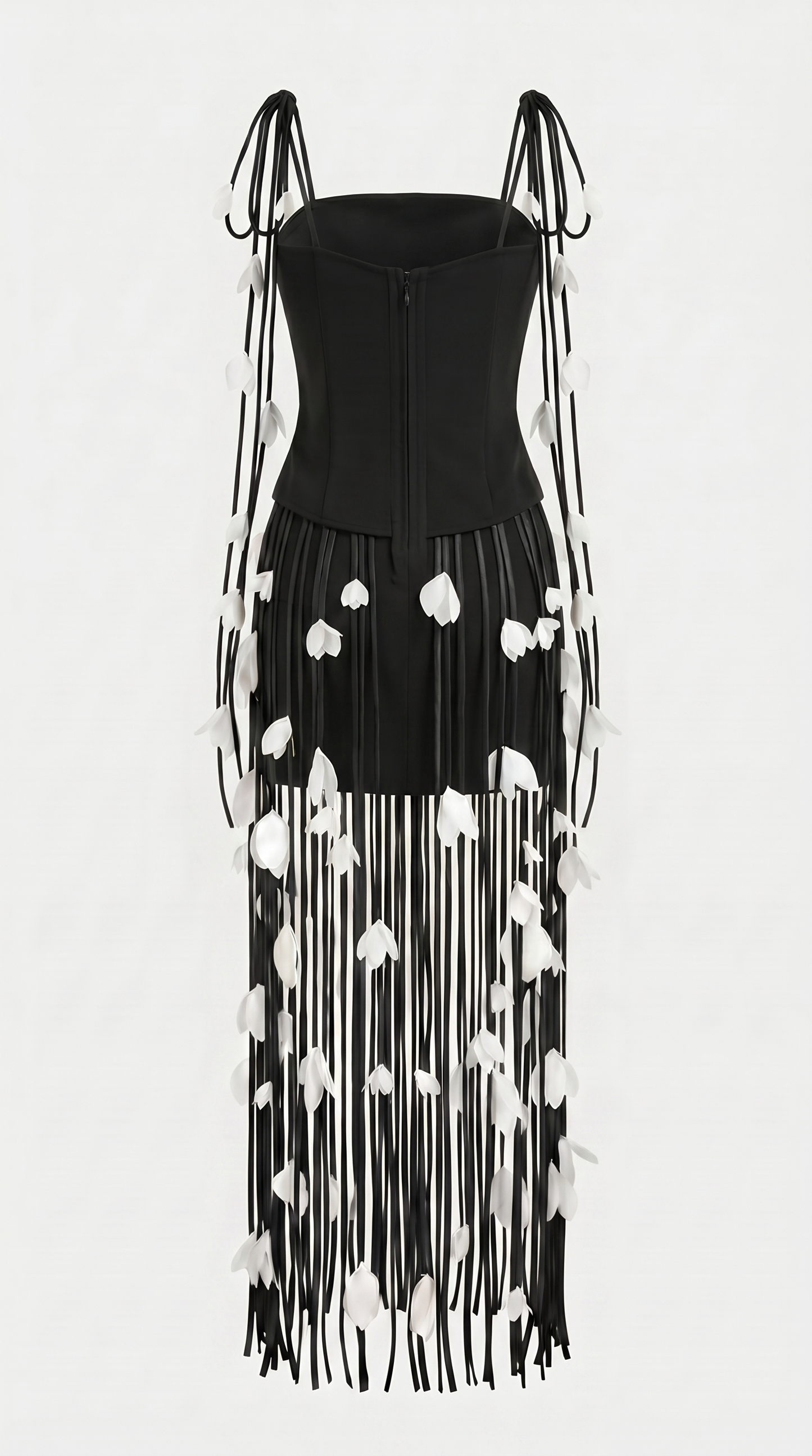 Dolly - Petal-Embellished Fringe Corset Maxi Dress