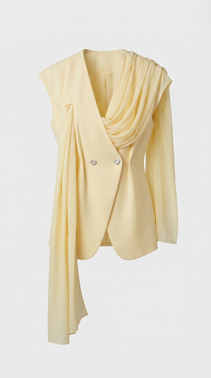 Rola - Draped Asymmetric Blazer & Wide-Leg Trousers Set