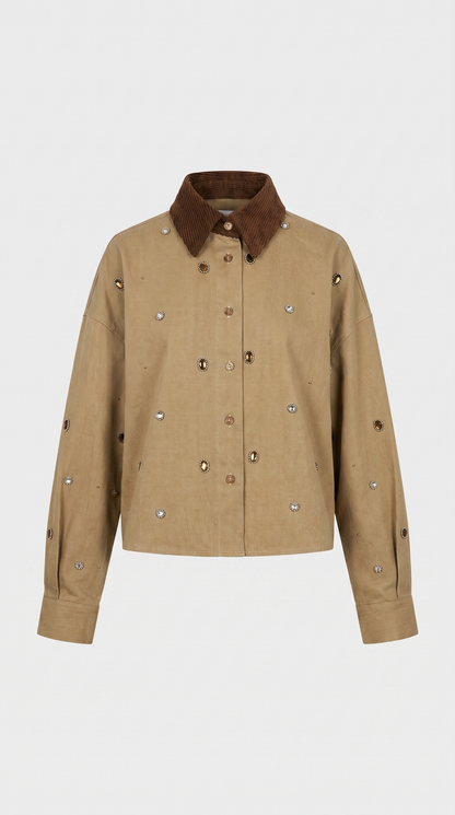 Rila - Diamond-Studded Cotton Jacket