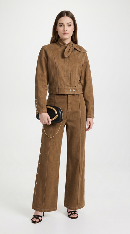 Ephira - Cropped jacket and High-Waist Elongated Trousers Set