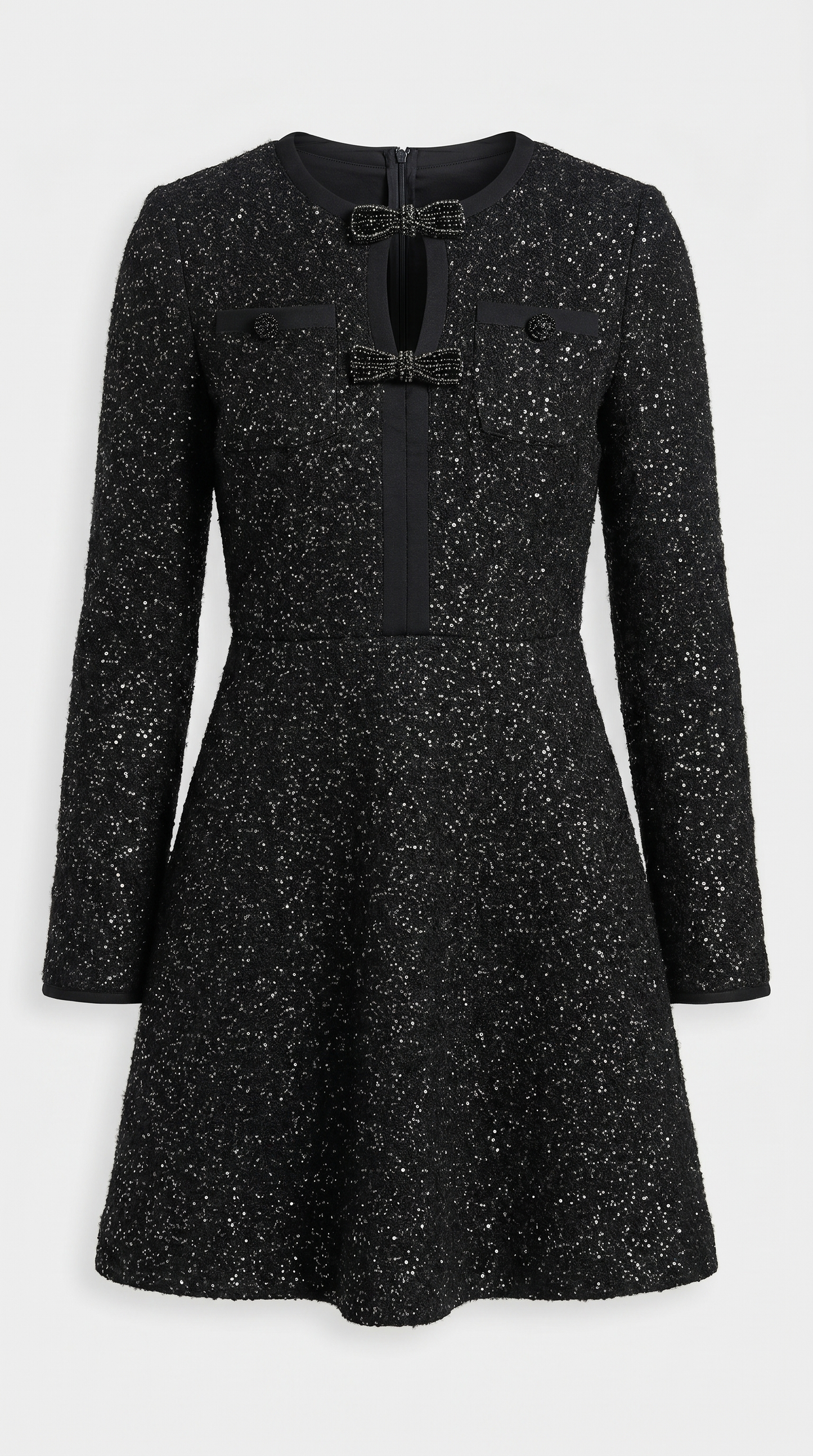Glaven - Long Sleeve Slim Short Dress with Stylish Bow Accents
