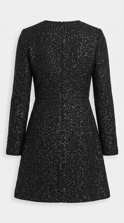 Glaven - Long Sleeve Slim Short Dress with Stylish Bow Accents