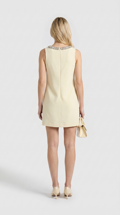 Giva - Crystal-Bow Keyhole Mini Dress