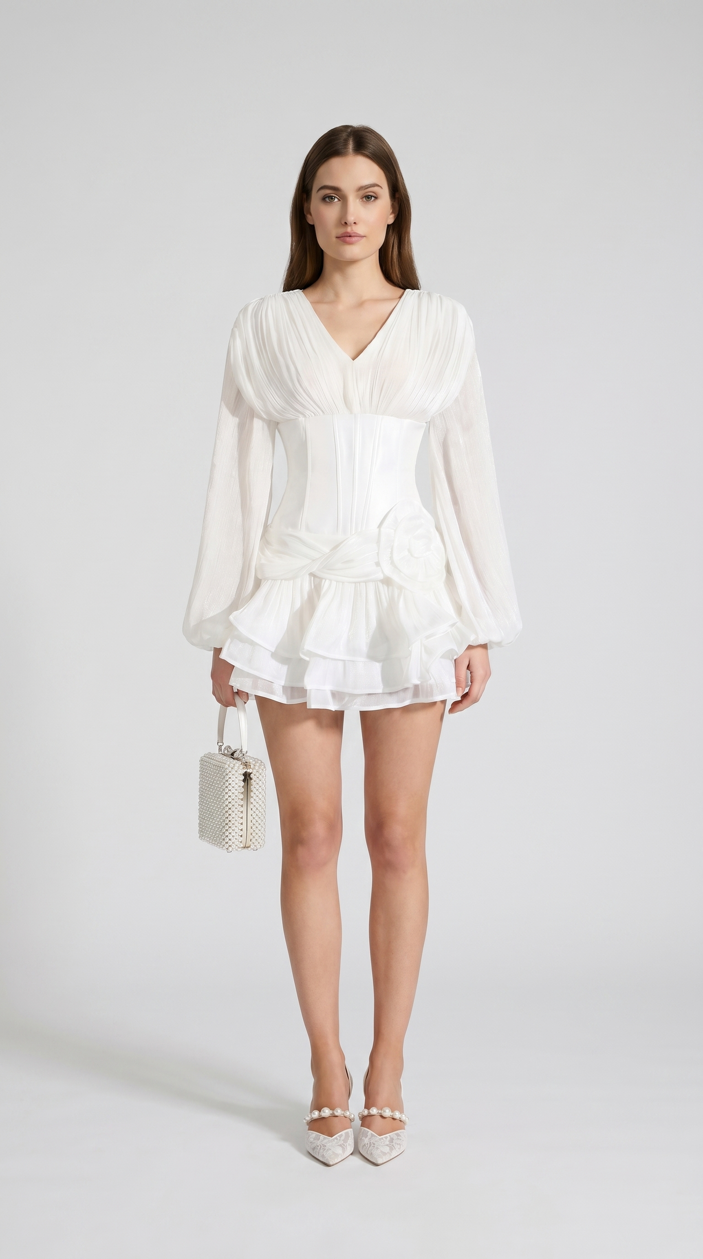 Massi - Mini Dress with Rosette Accent