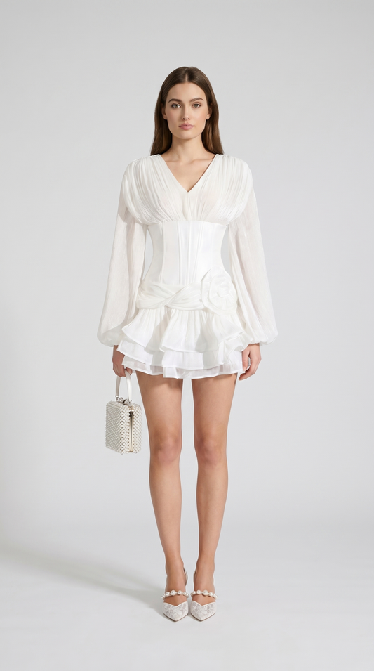 Massi - Mini Dress with Rosette Accent