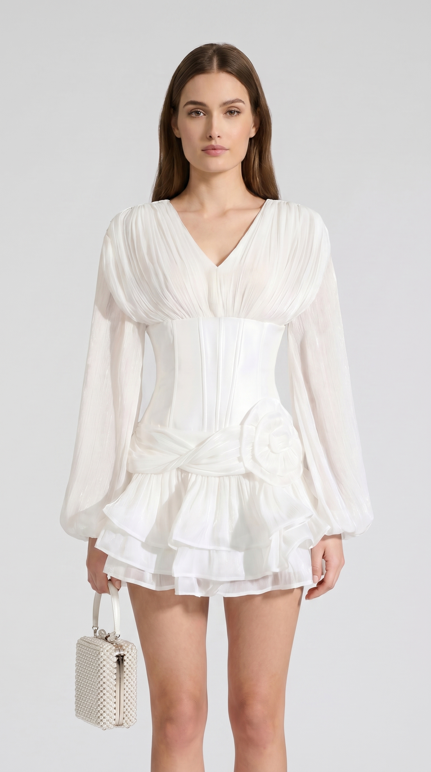 Massi - Mini Dress with Rosette Accent