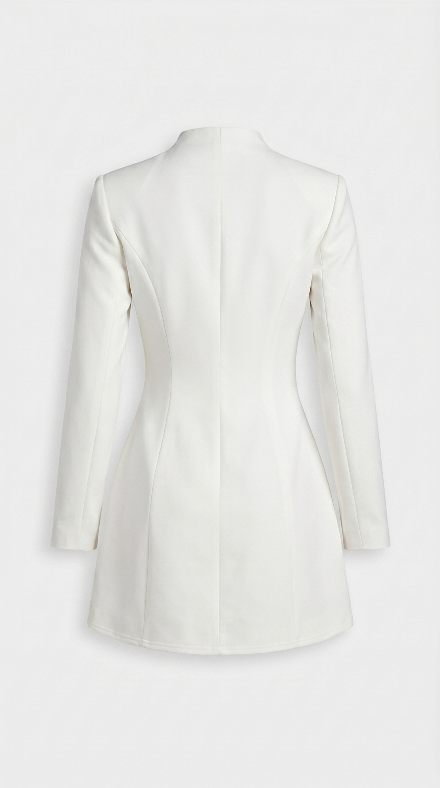 Savi - Stand-Collar Buttoned Office Blazer Dress White