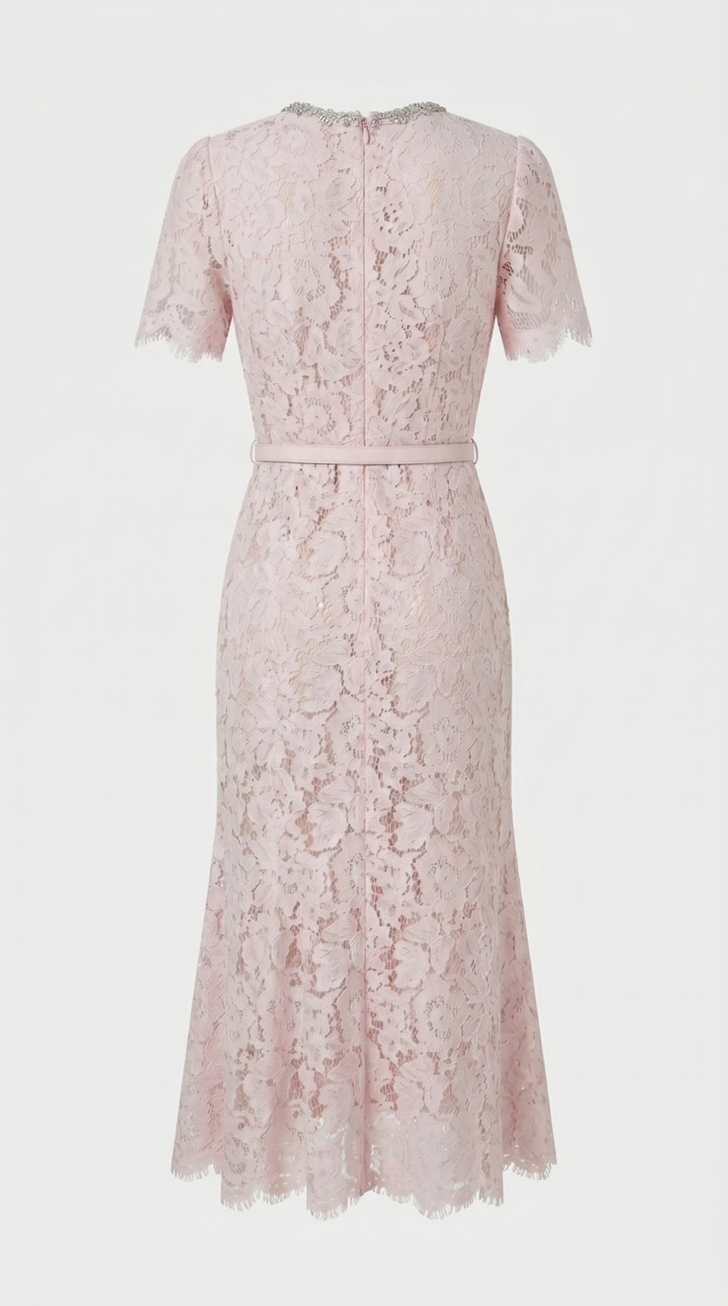 Nory - Elegant Pink Lace Fish-Tail Evening Gown