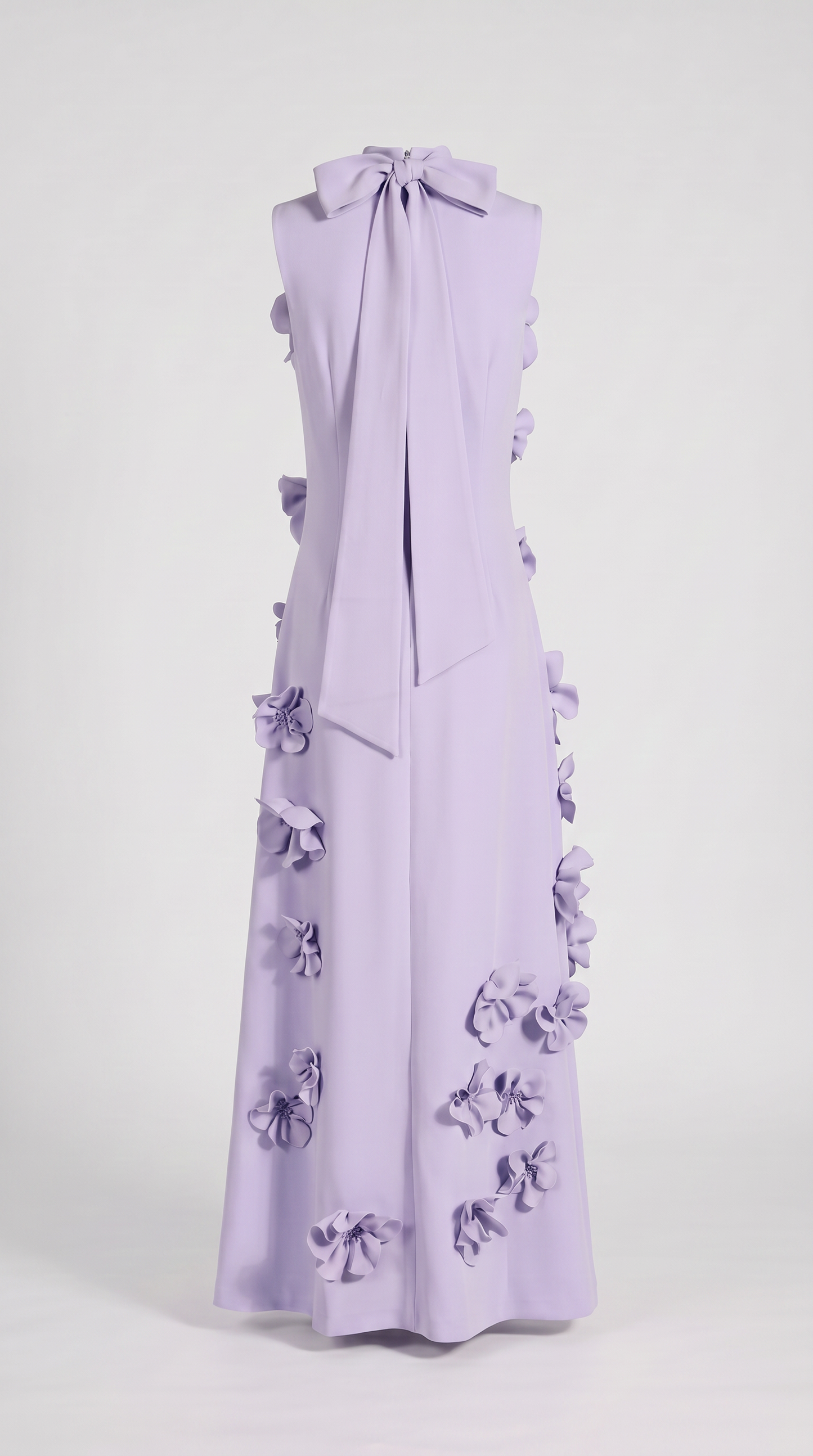 Conta - 3D Floral Appliqué Mock-Neck Maxi Gown Blue
