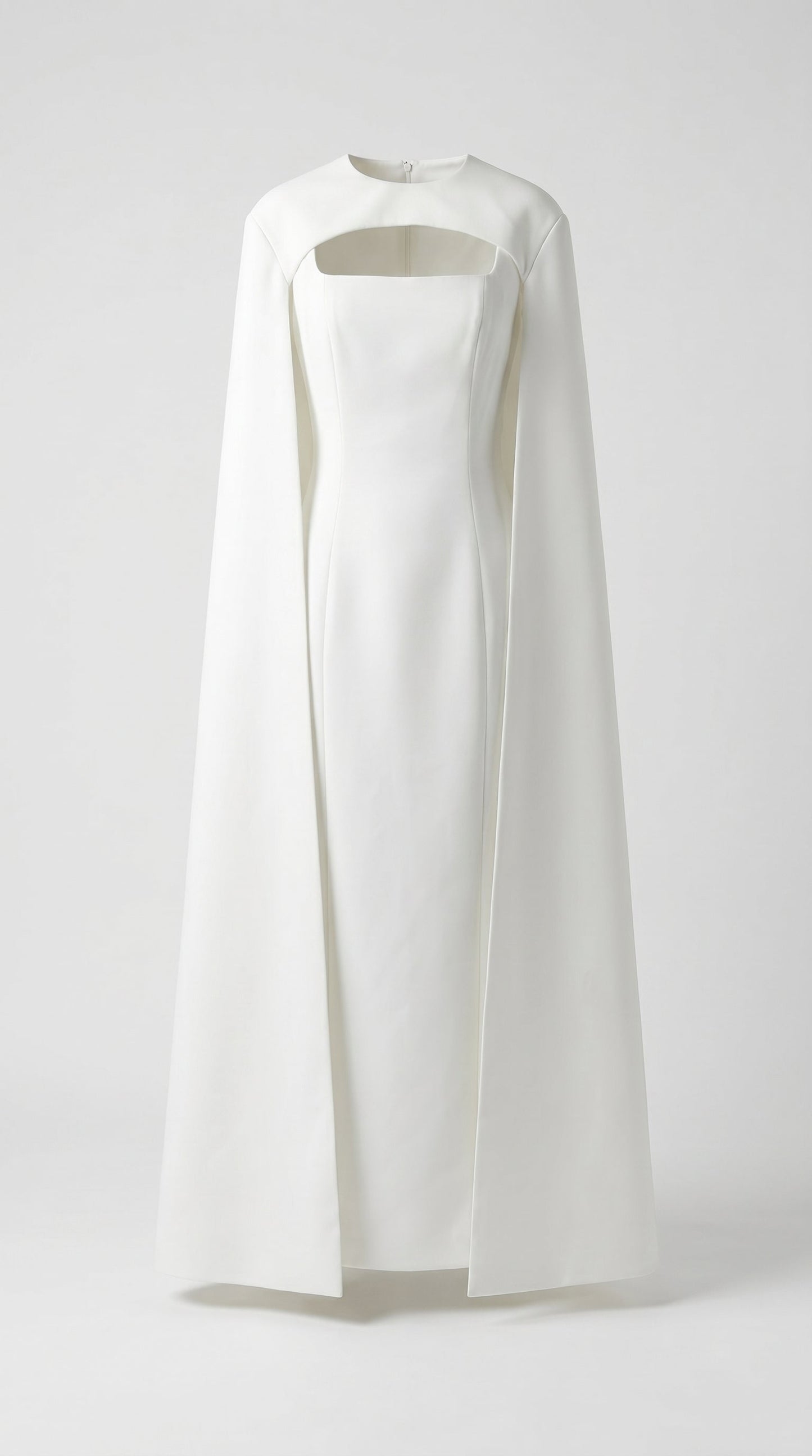 Ama - Minimalist Spliced Shawl Gown White